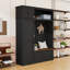 Arbre d'entrée en bois avec armoire de rangement, 3 tablettes latérales réglables, 4 crochets robustes, 2 tiroirs et banquette-129381275