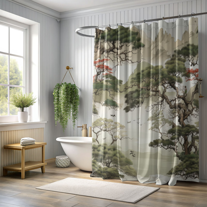 Rideau de douche Ancienne Flora, H 74 po x l 71 po