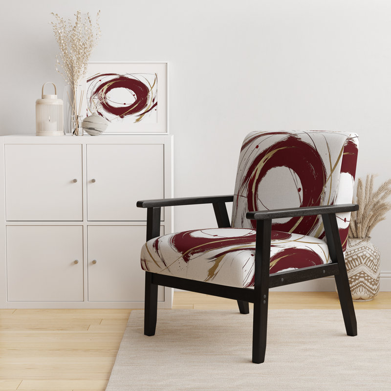 Fauteuil d'appoint rembourré «Giampaola - Gold Circle», Rouge / Blanc