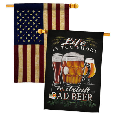 Drapeau de maison en verre à double face en boisson 40 H x 28 W Drink Bad Beer