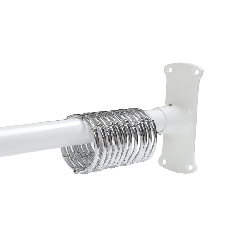 Adjustable White Aluminum L-Shaped Corner Shower Curtain Rod