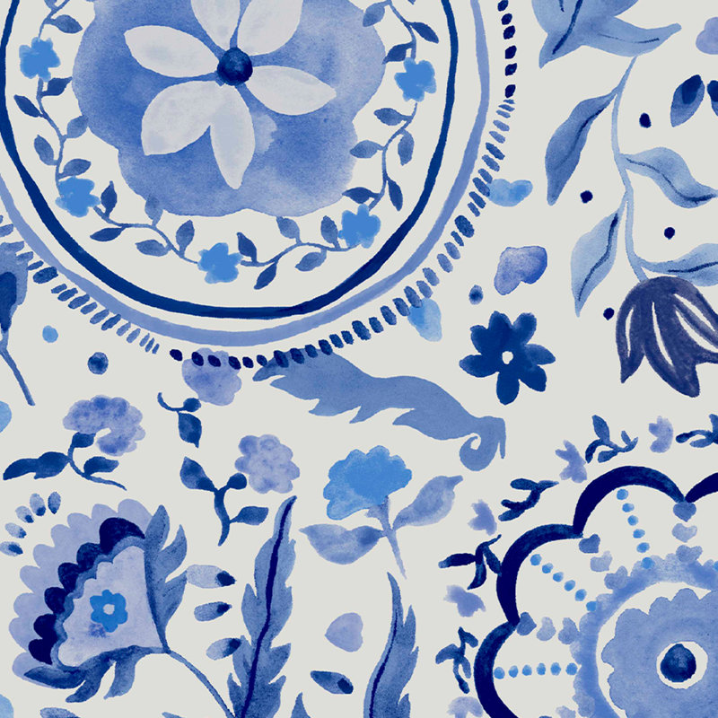 Joules Floral Wallpaper Double Roll, Blue