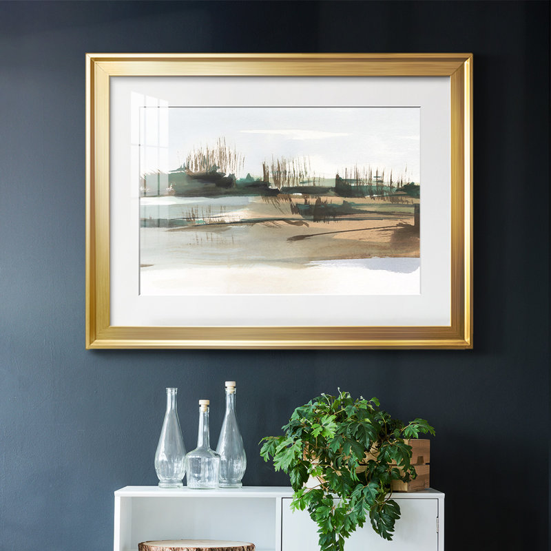 Marsh Reeds IV, reproduction d'art encadrée, Argent, H 30 po x l 44 po x P 1,5 po