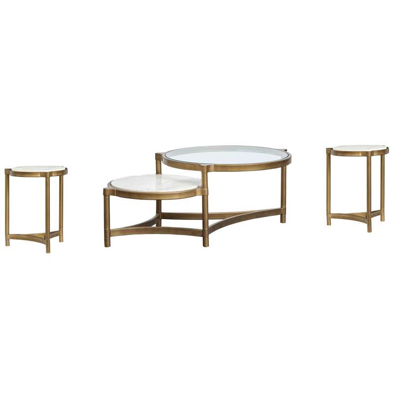 Table de cocktail avec 2 tables d'appoint, 3 pièces: table basse, 2 tables de bout