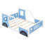 Lit plateforme double classique en forme de voiture avec roues, bleu