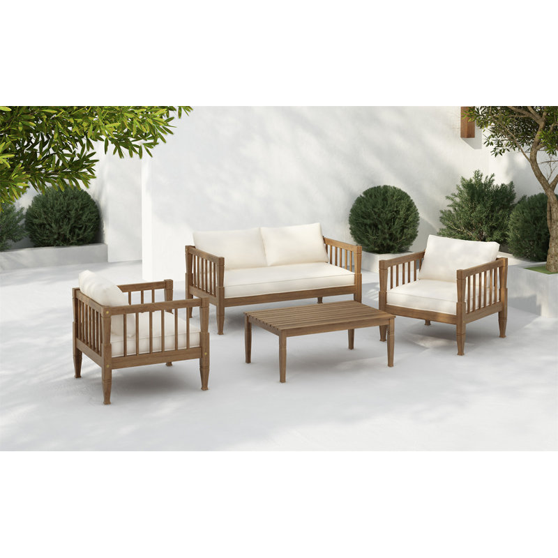 4-Piece Patio Furniture Set, Light Gray