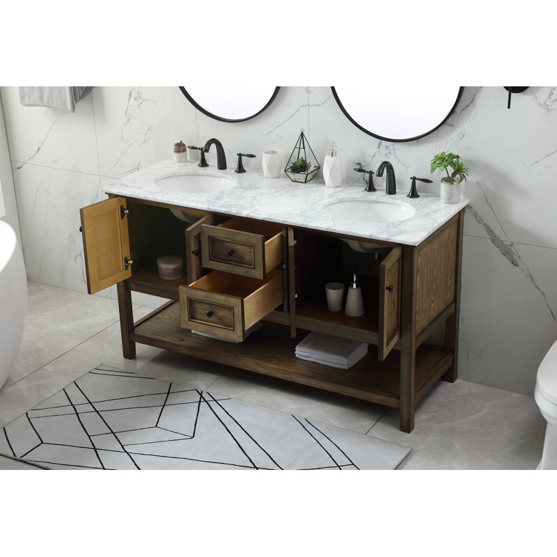 Ensemble de meuble-lavabo double 60 po Narron, Bois flottant
