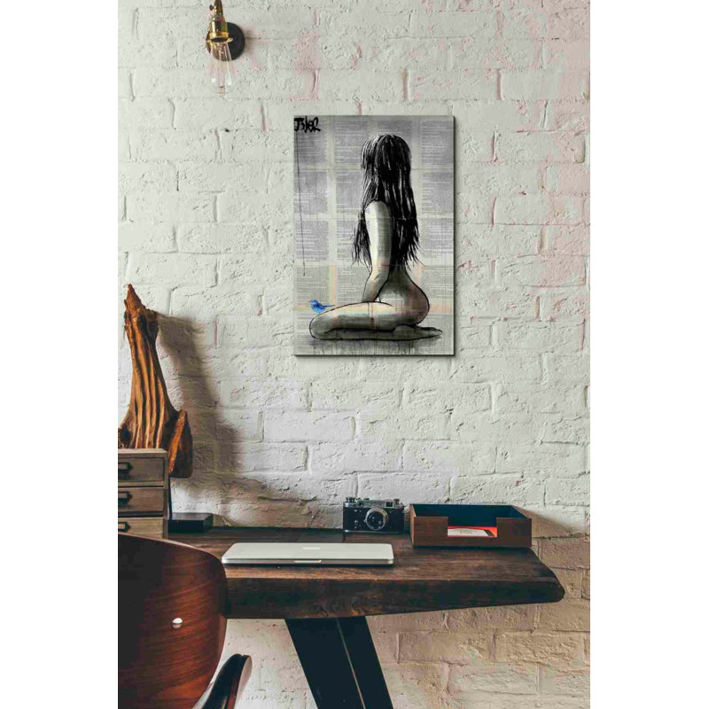 «Bluebird Whisper» par Loui Jover, art mural sur toile, H 18 po x l 12 po x P 0,75 po