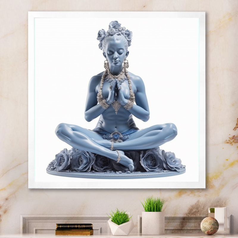 «Blue Yogini Elegant Grace Elevating Spirit» sur impression sur toile, H 16 po x l 16 po x P 1 po, Cadre simple blanc