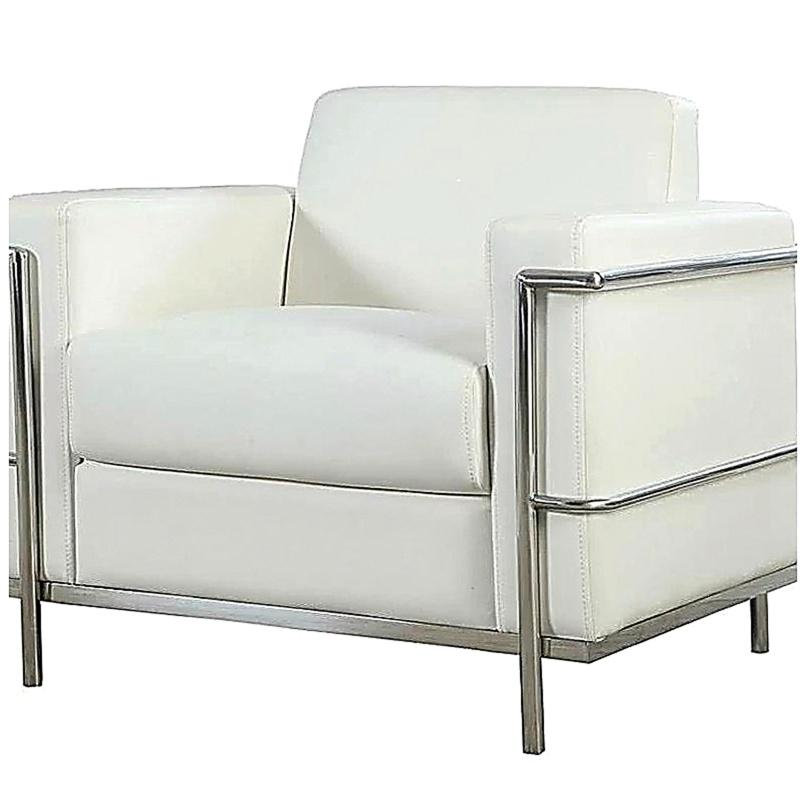 Fauteuil de direction en similicuir Executive, fauteuil de salon rembourré en métal chromé, blanc, Blanc