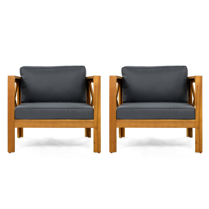 Chaises longues avec coussins amovibles Kincaid, Gris foncé