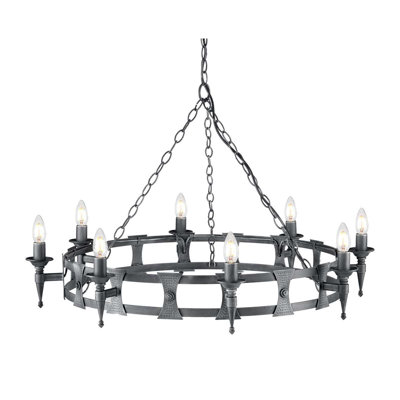 Voight 8 - Light Waggon Wheel Chandelier