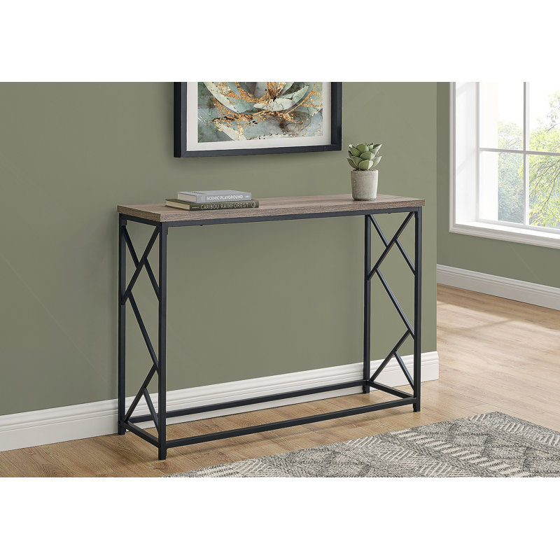 Table d'appoint, console, vestibule, étroit, canapé, stratifié brun, métal noir, contemporain, moderne
