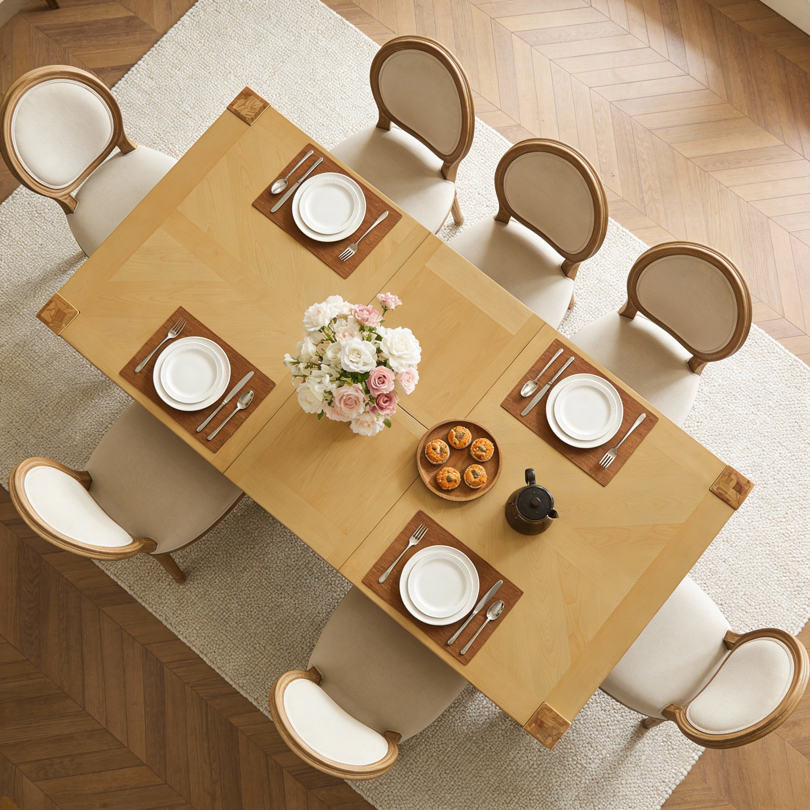 78" Dining Table, Natural Wood