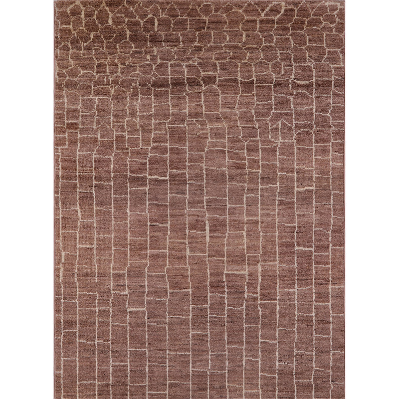 Tapis brun à motif abstrait Bayer, Rectangle 7 pi x 9 pi