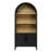 66.70 inch Tall Arched Bookcase with Storage, Mid-Century Modern 3-Tier Arched Cabinet with Door, Arched Bookshelf Cabinet with Open Display Storage Shelf for Office Dining Room Living Room (Black)