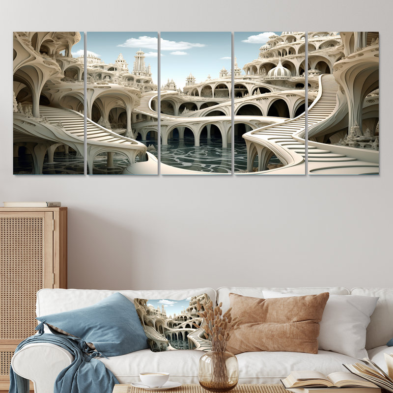 Ensemble de 5 décorations architecturales, H 32 po x l 80 po