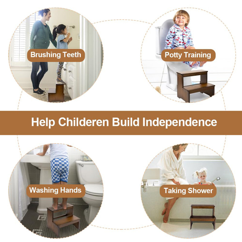 Bamboo Two Step Stool, Brown