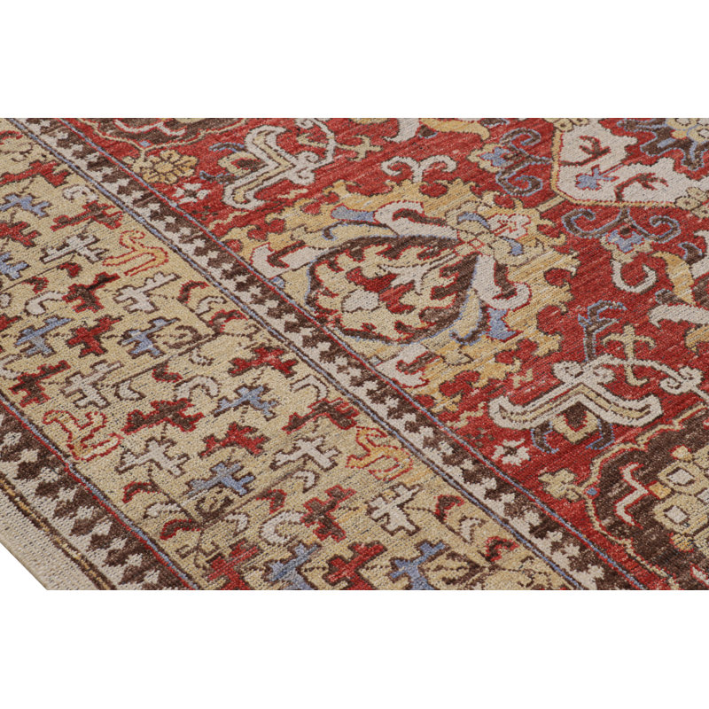 Rug & Kilim’S Burano Caucasian Kuba Style Rug In Red With Blossom Floral Patterns