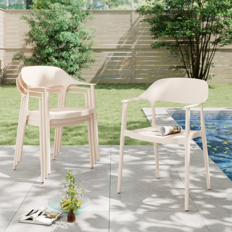 Chaise de salle à manger d'extérieur empilable, Blanc