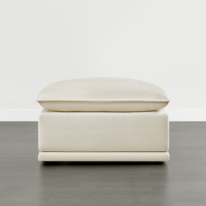 Elysian Cloud Linen-Like Upholstered Ottoman, Cream