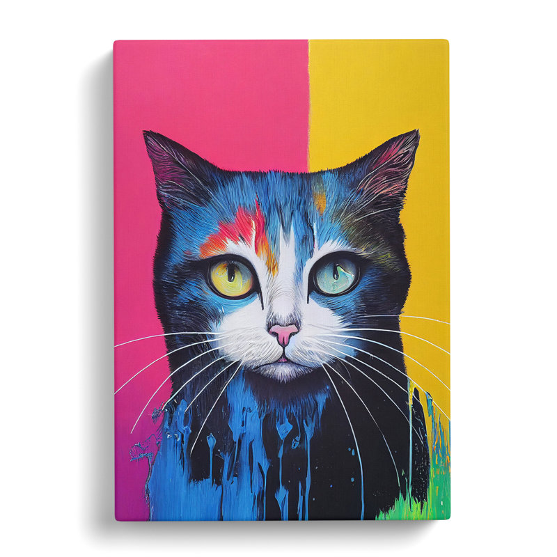 XC1022-1305X Cat Dripping Paint No.2 - Wrapped Canvas Print, 76cm H x 50cm W x 3cm D