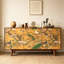 Buffet rectangulaire en bois massif peint rétro
