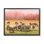Troupeau de moutons qui broutent un coucher de soleil rose chaud prairie de campagne par Daphne Polselli - photographie à cadre flottant sur bois