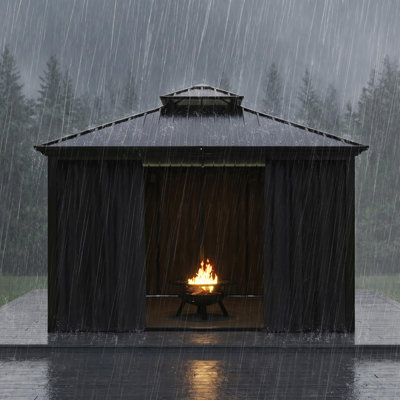 Hardtop Gazebo Sunroom, with Floor-to-Ceiling Sliding Doors