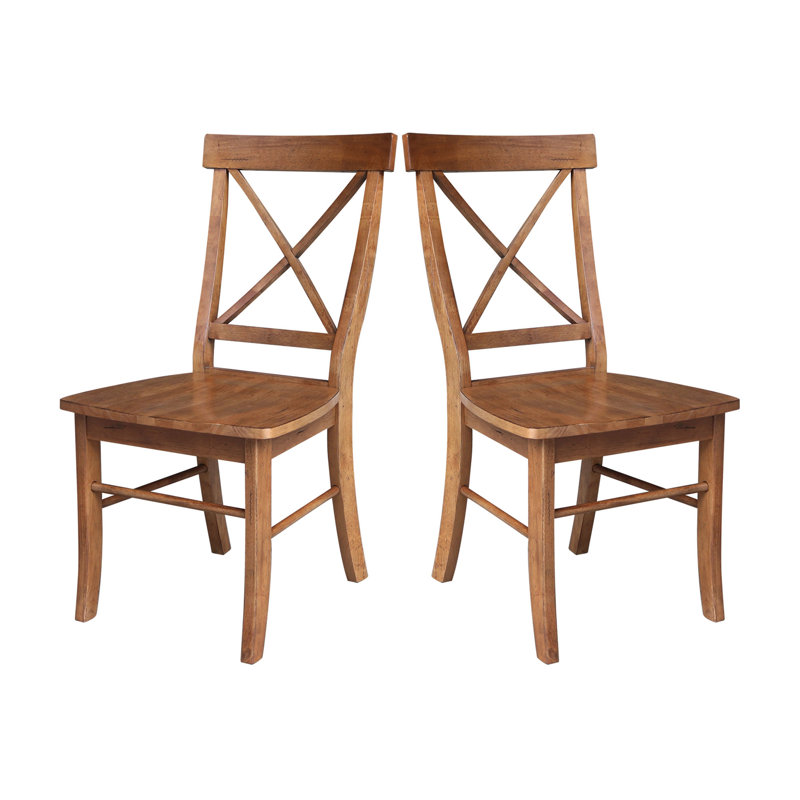 Bellmead Solid Wood Cross Back Side Chair, Distressed Oak
