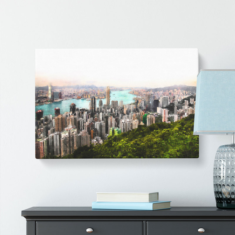 Hong Kong Skyline - Wrapped Canvas Print, 45cm H x 76cm W x 4cm D