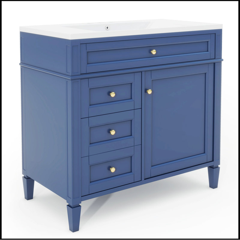 Tachara 36'' Single Bathroom Vanity with Top, Blue
