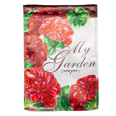 My Garden Geraniums Luster Garden Flag