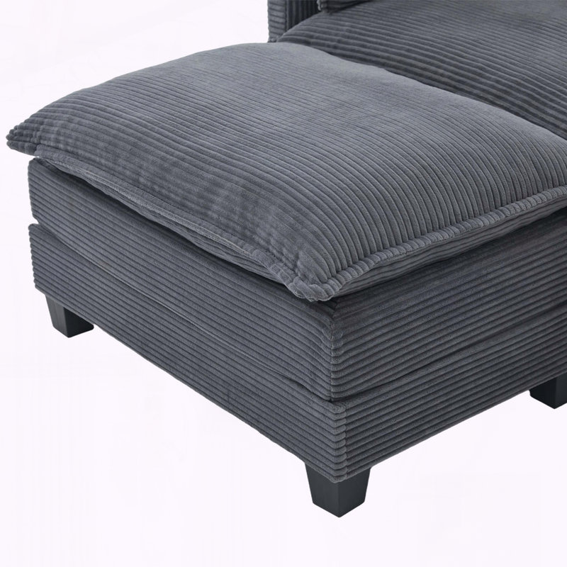 Canapé modulaire surdimensionné avec repose-pieds mobile, Grey