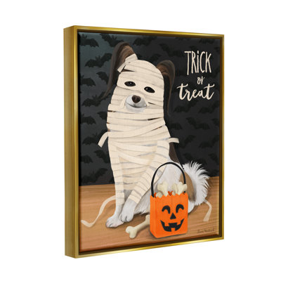 Chien portant un costume de maman «Trick or fest Halloween» par Diane Neukirch - reproduction sur toile flottante