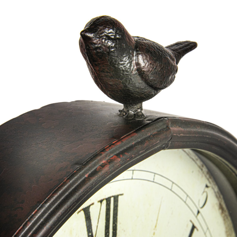 Horloge murale ovale en métal avec oiseau Scriber