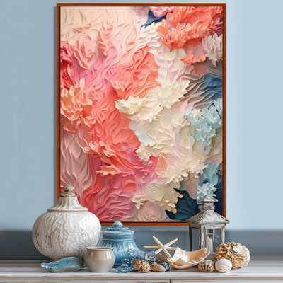 Pink And White Coastal Coral Collage On Canvas Print