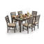 Ensemble de table de salle à manger de 7 pièces Mereworth | rectangulaire avec plateau en bois et 6 chaises à dossier en échelle | Brun blanc patiné bicolore-239113392-243214019