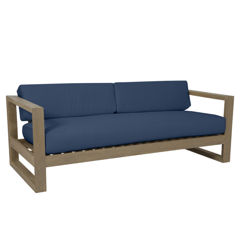 Coastal Teak Patio Sofa with Sunbrella Cushions, Spectrum Indigo Sunbrella®