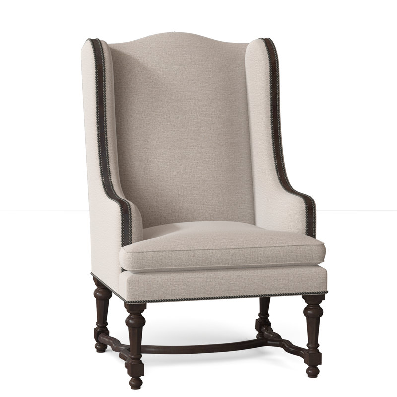 Normandie Upholstered Wingback Chair, Black Nickel Small, Elise Linen