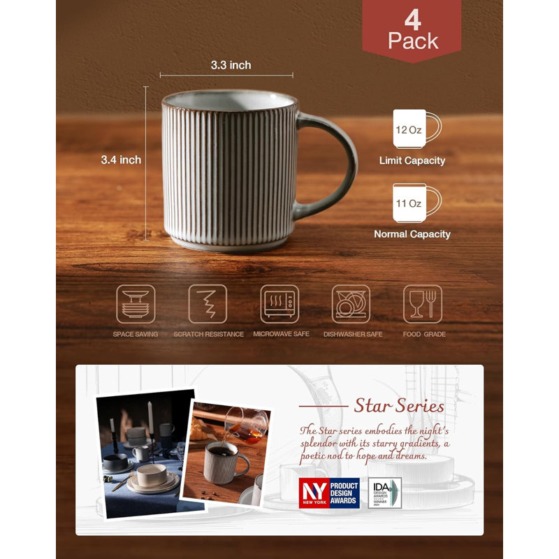 Grande tasse à café 12 oz Azal, Bleu fumée