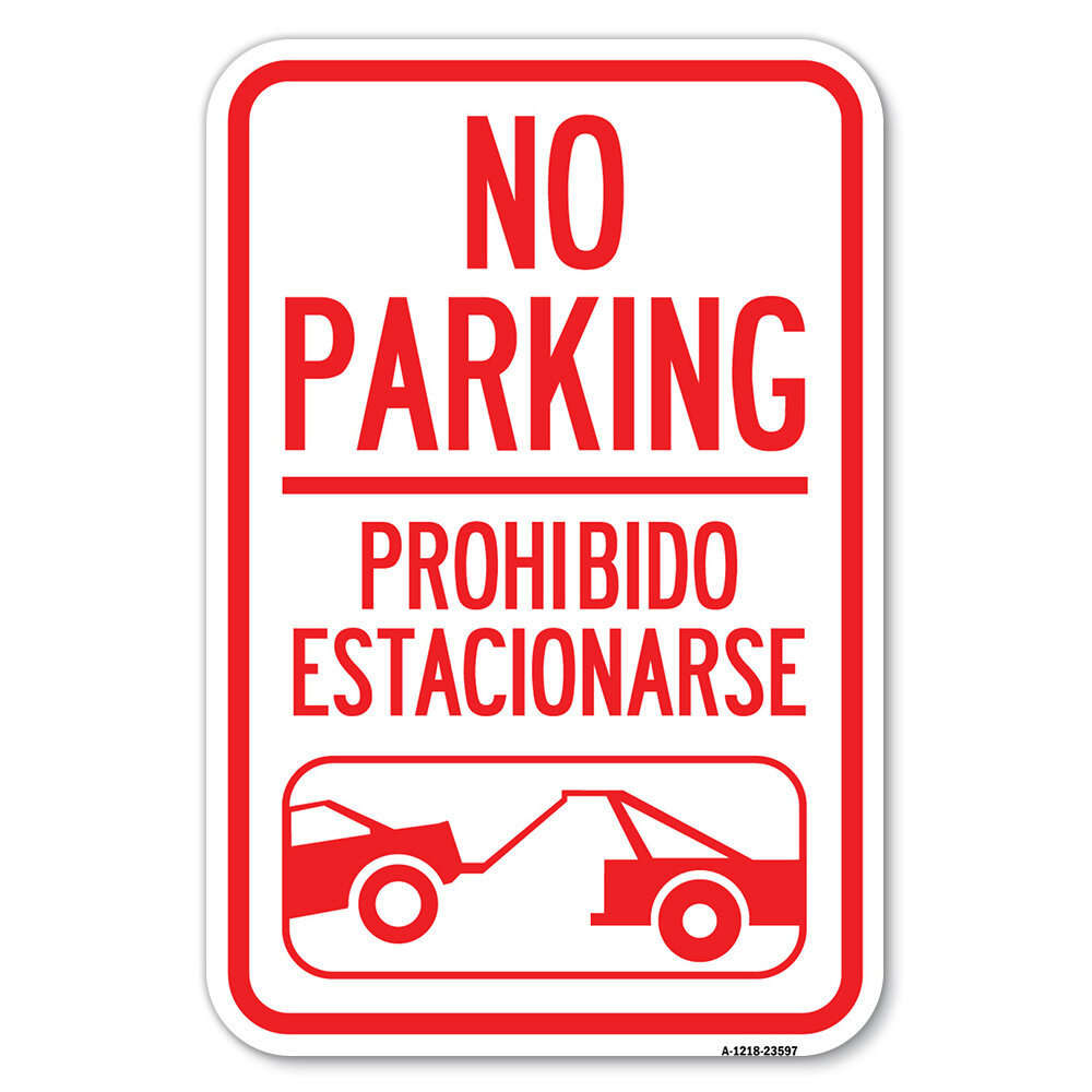 SignMission No Parking Prohibido Estacionarse (With Car Tow Graphic ...