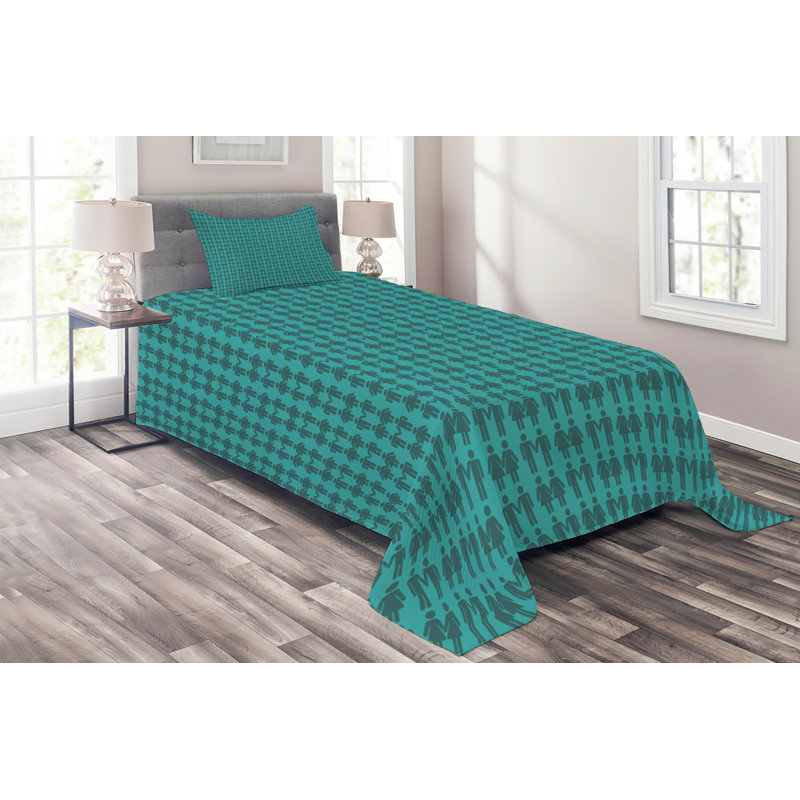Farmhouse / Country Polyester Floral Coverlet, Twin Bedspread + 1 Sham