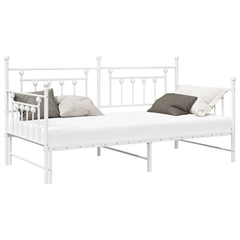 Daybed Frame With Trundle, Steel, European Single (90 x 200cm), White
