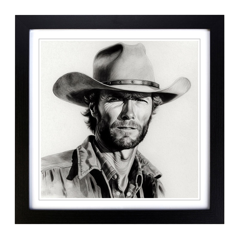 Clint Eastwood Drawing No.1 - Framed Print, Black