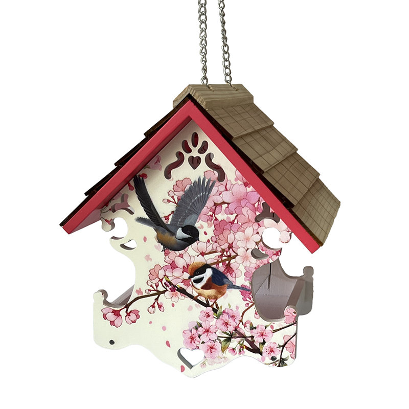 Love Nest Bird Feeder - Chickadee & Cherry Blossom Print