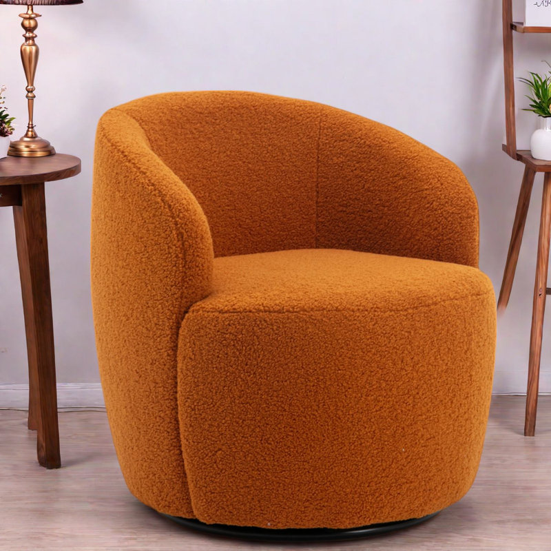 Chaises d'appoint confortables en caramel, pivotant rembourré en laine, Home Living