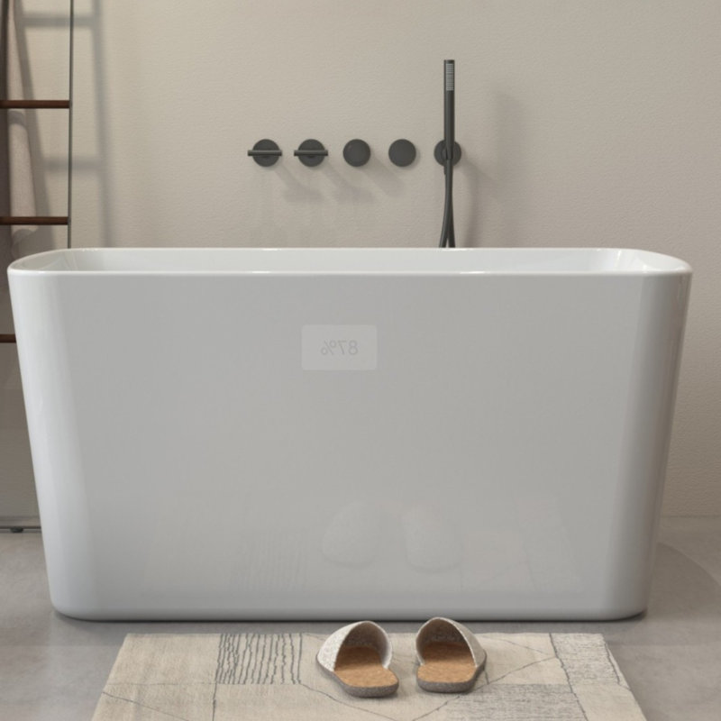 Petite baignoire autoportante en acrylique avec siège pour petits espaces L 49 po x l 28 po