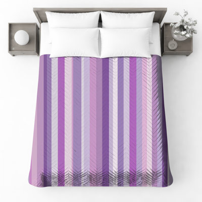 Couvre-lit matelassé à rayures mauves