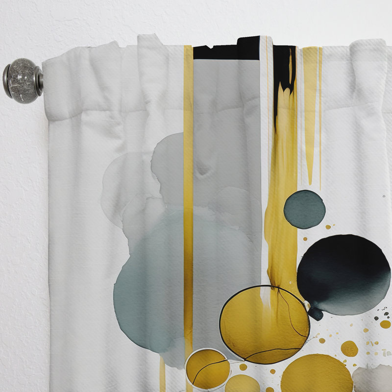 Barfuss - Abstract Transitional Shapes Black III - Modern Velvet Curtain - Room Darkening - 1 panel, 52" W x 90" L